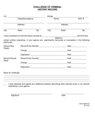 Document preview: DOC Form 060212C Challenge of Criminal History Record - Oklahoma