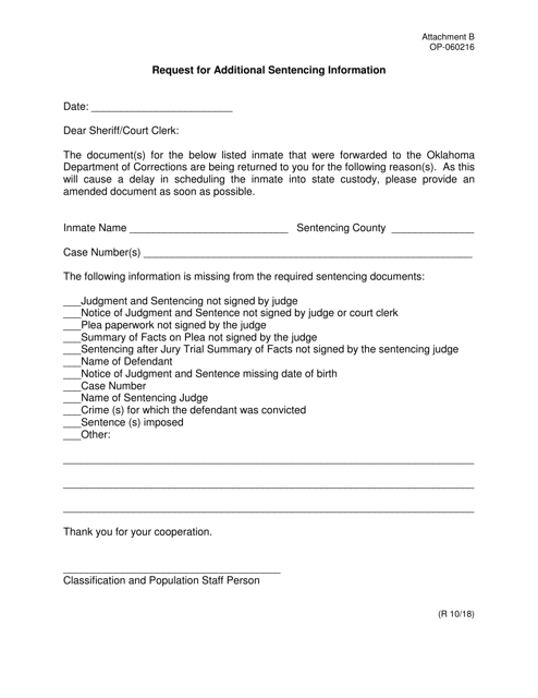 DOC Form OP-060216 Attachment B  Printable Pdf