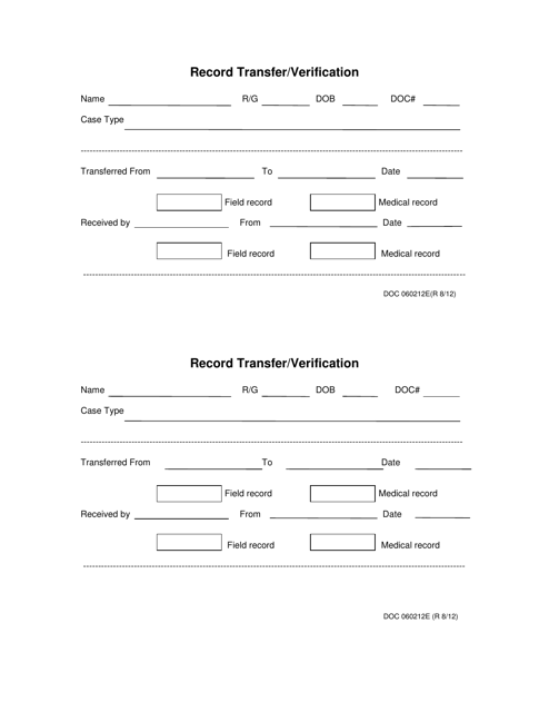 DOC Form 060212E Record Transfer/Verification - Oklahoma