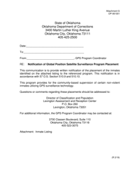 Document preview: DOC Form OP-061001 Attachment G Law Enforcement Notification of Gps Placement - Oklahoma