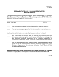 Document preview: DOC Form OP-061002 Attachment J Documentation of Program Completion and Readiness - Oklahoma