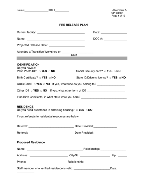 DOC Form OP-060901 Attachment A  Printable Pdf