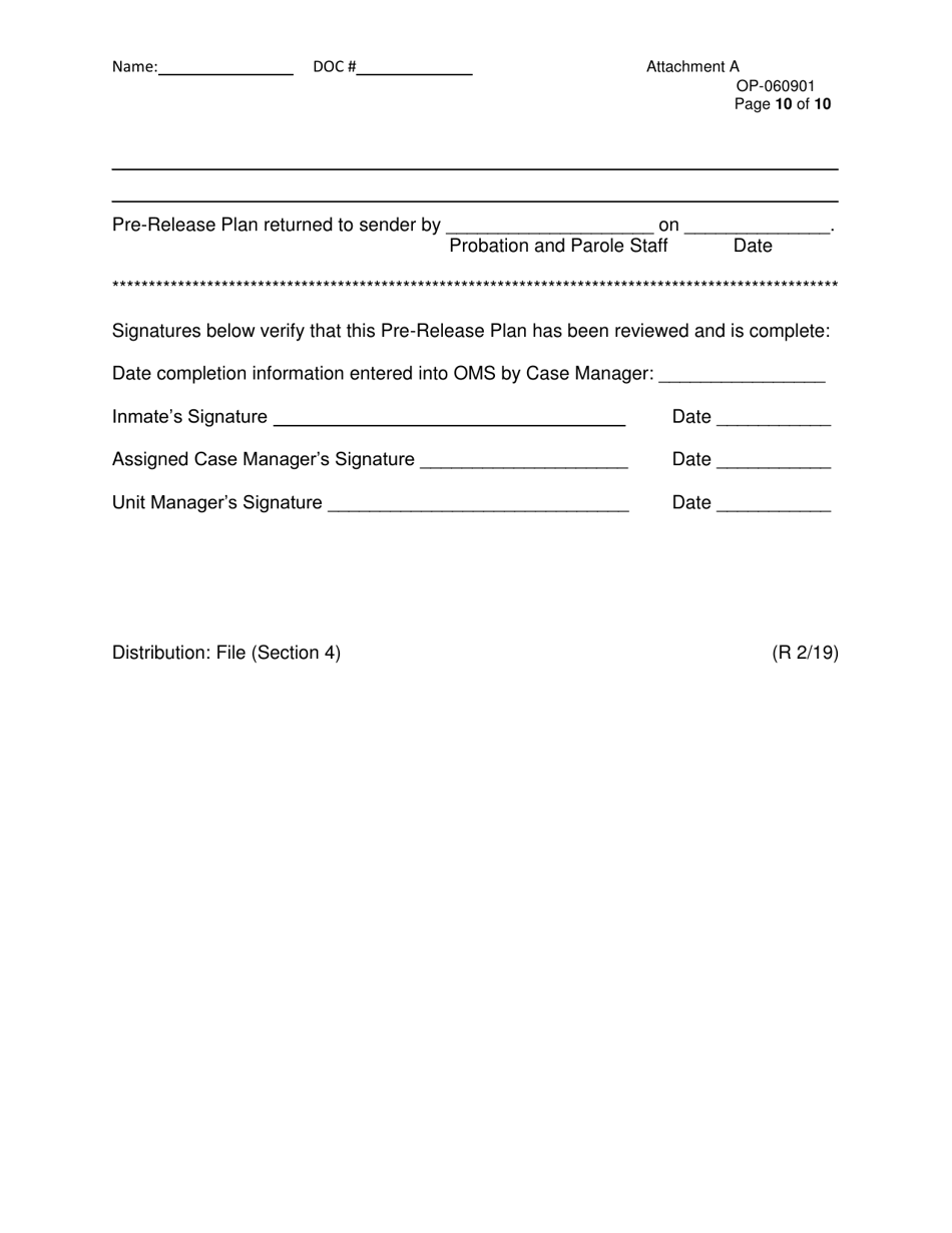 DOC Form OP-060901 Attachment A Pre-release Plan - Oklahoma, Page 10