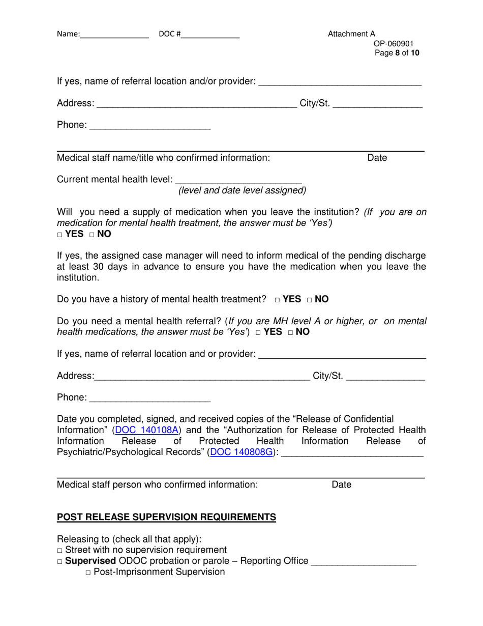 DOC Form OP-060901 Attachment A Pre-release Plan - Oklahoma, Page 8