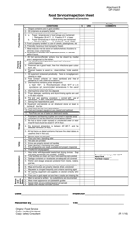 Document preview: DOC Form OP-070201 Attachment B Food Service Inspection Sheet - Oklahoma