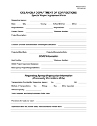DOC Form OP-090106 Attachment B Special Project Agreement Form - Oklahoma