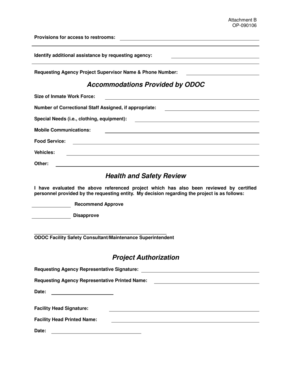 DOC Form OP-090106 Attachment B Special Project Agreement Form - Oklahoma, Page 2