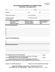 Document preview: DOC Form OP-090109 Attachment B Quarterly Jail Inspection - Oklahoma