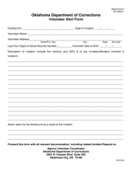 Document preview: DOC Form OP-090211 Attachment F Volunteer Alert Form - Oklahoma