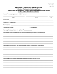 Document preview: DOC Form OP-090211 Attachment H Volunteer Application Reference Form - Oklahoma