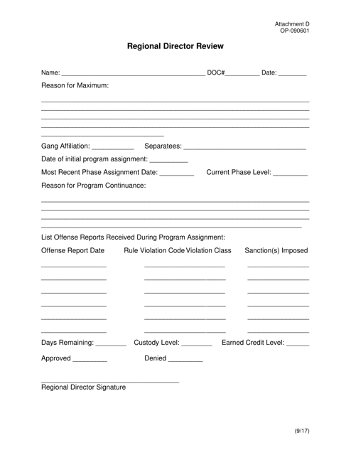 DOC Form OP-090601 Attachment D  Printable Pdf