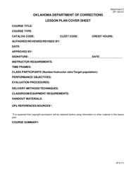 Document preview: DOC Form OP-100101 Attachment C Lesson Plan Cover Sheet - Oklahoma