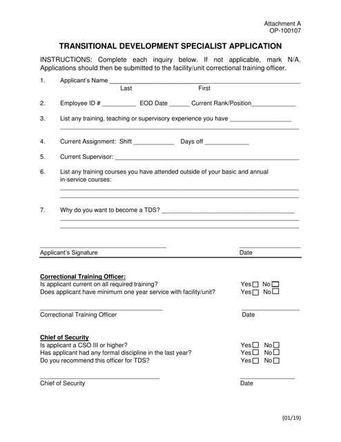 DOC Form OP-100107 Attachment A  Printable Pdf