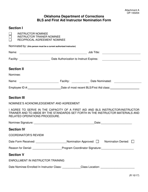 DOC Form OP-100204 Attachment A  Printable Pdf