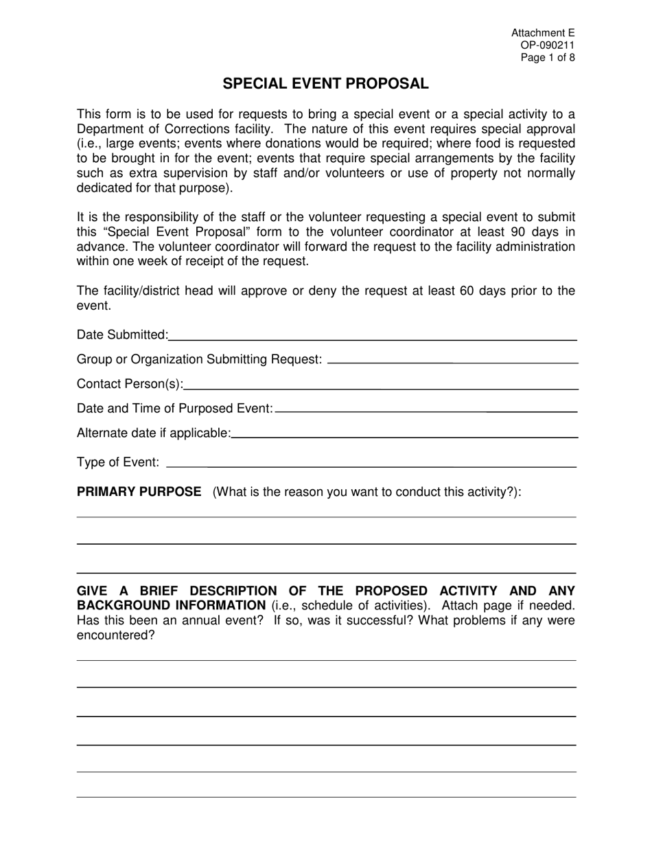 DOC Form OP-090211 Attachment E Special Event Proposal - Oklahoma, Page 1