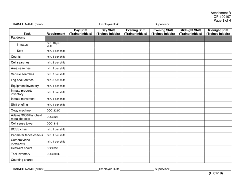 DOC Form OP-100107 Attachment B Odoc Orientation Correctional Officer Checklist - Oklahoma, Page 3