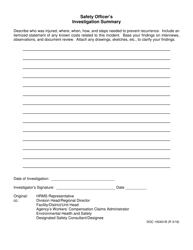 Document preview: DOC Form OP-100401B Safety Officer's Investigation Summary - Oklahoma