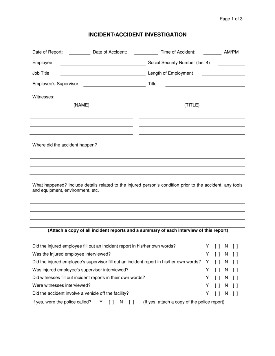 DOC Form OP-100401A Incident / Accident Investigation - Oklahoma, Page 1