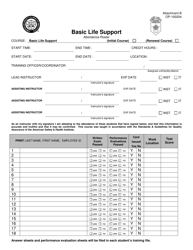 Document preview: DOC Form OP-100204 Attachment B Basic Life Support Attendance Roster - Oklahoma