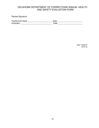 DOC Form 100401E Annual Health and Safety Evaluation Form - Oklahoma, Page 12