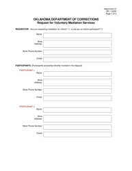 Document preview: DOC Form OP-110205 Attachment C Request for Voluntary Mediation Services - Oklahoma