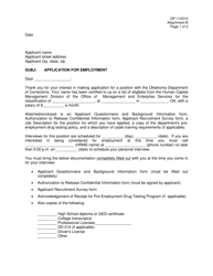 Document preview: DOC Form OP-110210 Attachment B Application for Employment Cover Letter - Oklahoma