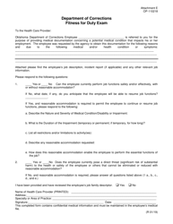 Document preview: DOC Form OP-110218 Attachment E Fitness for Duty Exam - Oklahoma