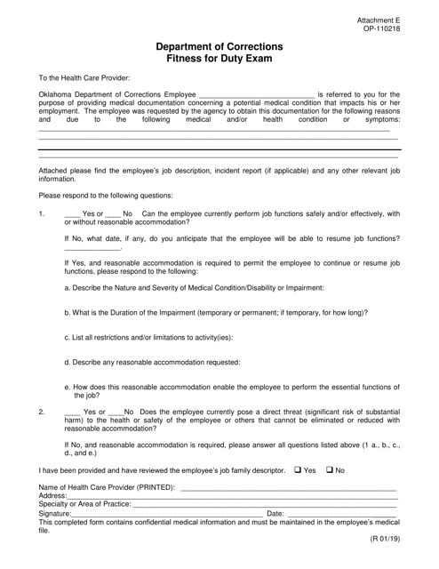 DOC Form OP-110218 Attachment E  Printable Pdf
