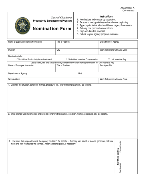 DOC Form OP-110222 Attachment A  Printable Pdf