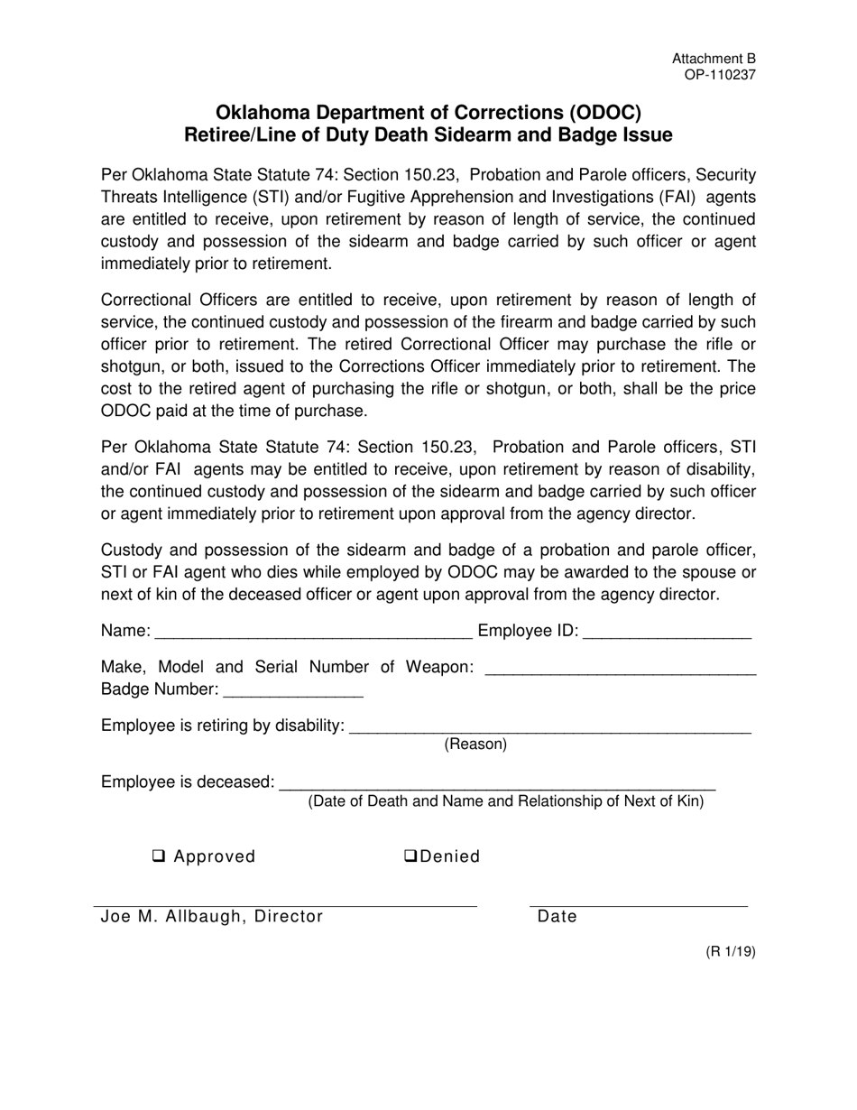 DOC Form OP-110237 Attachment B Employee Survey Memorandum - Oklahoma, Page 1