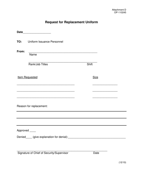 DOC Form OP-110245 Attachment D  Printable Pdf