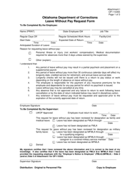 DOC Form OP-110355 Attachment I Leave Without Pay Request Form - Oklahoma