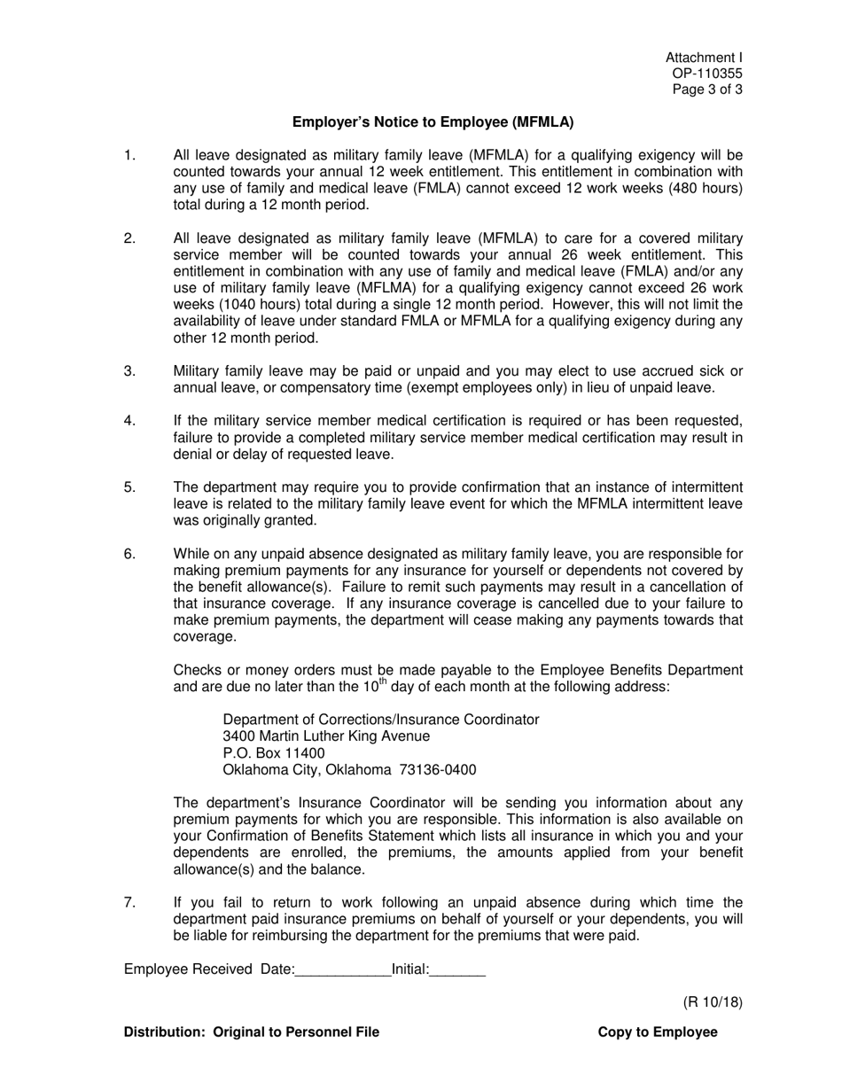 DOC Form OP-110355 Attachment I Leave Without Pay Request Form - Oklahoma, Page 3