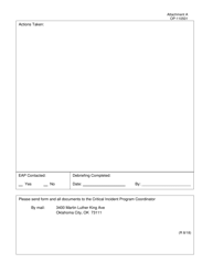 DOC Form OP-110501 Attachment A Agency Critical Incident Report - Oklahoma, Page 2