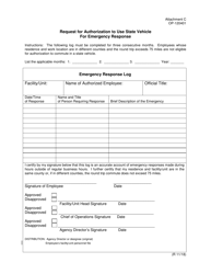 Document preview: DOC Form OP-120401 Attachment C Request for Authorization to Use State Vehicle for Emergency Response - Oklahoma