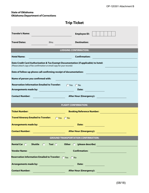 DOC Form OP-120301 Attachment B  Printable Pdf