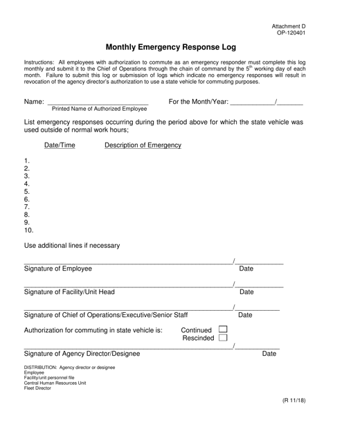 DOC Form OP-120401 Attachment D  Printable Pdf