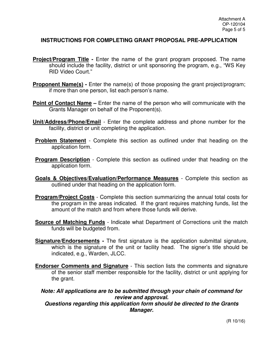 DOC Form OP-120104 Attachment A Request for Grant Application - Oklahoma, Page 5