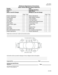 Document preview: DOC Form OP-120401 Attachment K State Vehicle Monthly Safety Inspection - Oklahoma