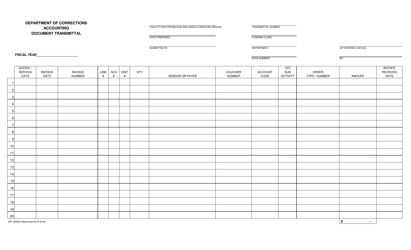 Document preview: DOC Form OP-120503 Attachment B Accounting Document Transmittal - Oklahoma