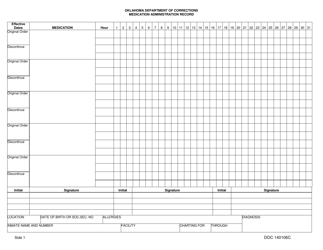Form OP-140106C Medication Administration Record - Oklahoma