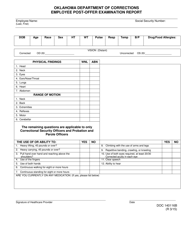 Document preview: DOC Form OP-140116B Employee Post-offer Examination Report - Oklahoma