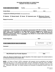 Document preview: Form OP-140117A Request for Health Services - Oklahoma