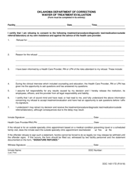 Document preview: DOC Form DOC-140117D Waiver of Treatment/Evaluation - Oklahoma