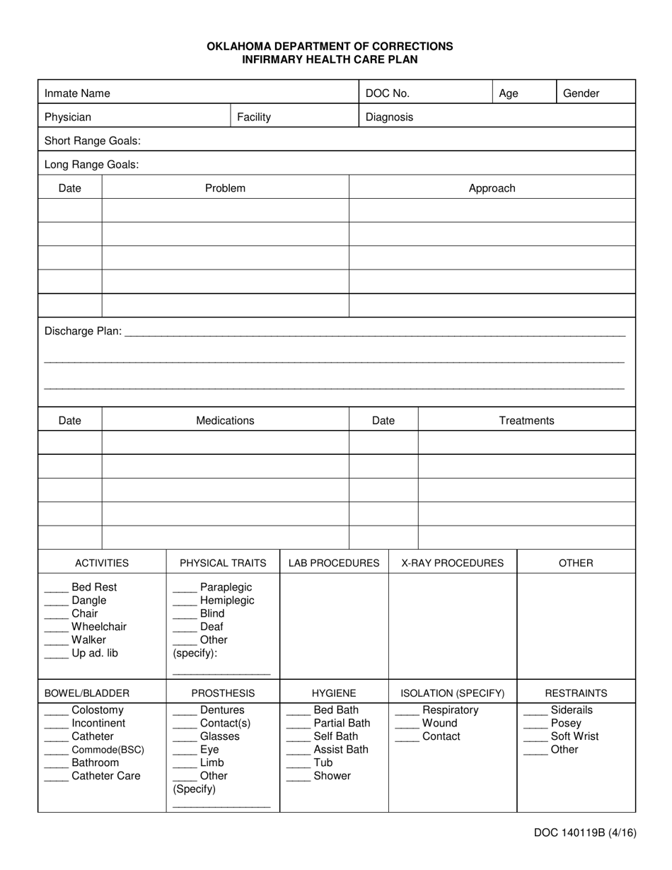 Form OP140119B Download Printable PDF or Fill Online Infirmary Health