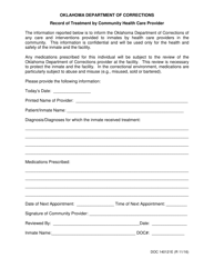 Document preview: Form OP-140121E Record of Treatment by Community Health Care Provider - Oklahoma