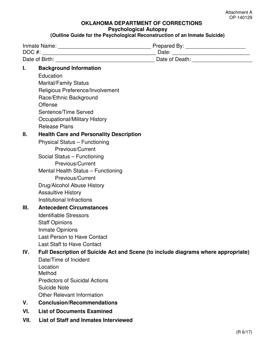 Autopsy Form.pdf Form OP-140129 Attachment A - Fill Out, Sign Online and Download ...