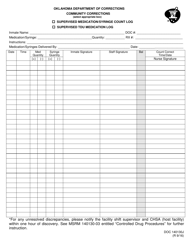 Document preview: Form OP-140130J Community Corrections Supervised Medication/Syringe Count Log - Oklahoma
