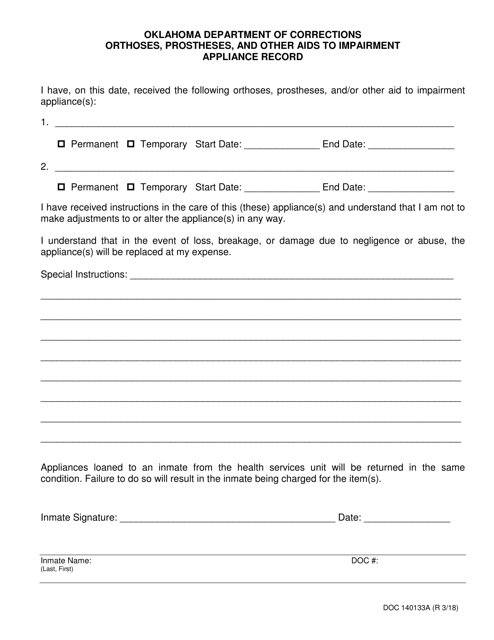 Form OP-140133A  Printable Pdf