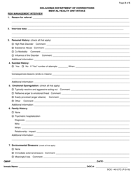 Form OP-140127C Oklahoma Department of Corrections Mental Health Unit Intake - Oklahoma, Page 2